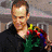 Animated sequence showing a person in multiple poses: holding colorful flowers, extending arms, and raising hands, with background changes from indoor to outdoor.
