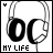 A black-and-white animated contact sheet of two frames showing pixelated headphones with 'MY LIFE' text below, where the left frame has a visible number 4 in the top-left corner and both frames display slight variations in headphone earcup shapes.