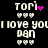 Pixelated text and symbols on black background with animated pink heart and dot effects near 'TORI' labels.
