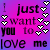 Pixelated text and heart symbols on a gradient background in an animated contact sheet format with two identical frames side-by-side.
