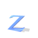 Blue 3D letter Z with varying shadows and angles , some showing folded or rotated perspectives