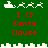 Green background with white pixelated cityscape borders, red text reading "I <3 Santa Clause," and two of white sleigh-and-reindeer icons in different animation states