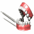 Animated dental model with red gums and white teeth, showing sequential jaw movement against a plain background.