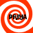 Four identical orange and white spiral patterns arranged in a , each containing the text 'PRIYA' in black pixelated font