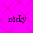 Four identical pixelated text icons arranged in a on a bright pink background with faint diagonal lines
