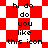Pixelated text 'hi do do you like this icon' repeats across red and white checkered backgrounds with varying diamond patterns.