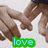 Animated icon shows hands forming a heart shape with green 'love' text, transitioning to a polka-dot pattern and then a blue heart outline.