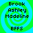 Four identical pixelated icons arranged in a , each featuring a green and cyan spiral background with black text reading Brook Ashley Madeline BFFS