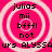 Four identical circular icons with concentric rings on a pink background, each containing text elements including 'julias', 'mii', 'bffl', and 'not' in black pixelated font.