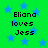 Green background with blue stars and black pixelated text reading "Eliana loves Jess" in four identical quadrants.