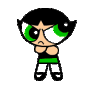 Two pixelated cartoon characters with black hair, green eyes, and crossed arms; one character has a foot raised while the other stands flat.