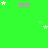 Green background with scattered white and light green stars and pink vertical bars, one gray rectangle in bottom right corner.