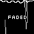 Black-and-white animated icon with repeated 'FADED' text and white line patterns on a black background, featuring gray rectangular shape in bottom-right corner.