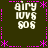 Dark green background with pink dashed borders and star shapes, displaying four identical text blocks reading 'airy toys 80s' in white pixelated font.