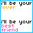 A 48x48 pixel animated contact sheet showing two frames of a buddy icon with text changing between "lover" and "best friend" in different colors.