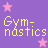 Pixelated purple background with pink stars and yellow text reading "Gymnastics It's my sport!" in a retro digital style.