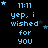 Pixelated blue text on black background with animated star changes, displaying 'yep. i wished for you' at 11:11 with varying star positions.
