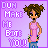 Pixel art character with brown curly hair in two buns, wearing pink sleeveless top and blue pants, standing against purple background with text "DUN MAKE ME BIT YOU!" and "DUN MAKE ME EAT YOU!" in white pixelated font.