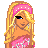 Pixel art contact sheet showing multiple frames of a blonde cartoon character in pink and black attire with 'sexy' text elements on black backgrounds.