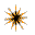 Six star-shaped pixelated icons arranged in a on gray background, each with distinct color scheme and radiating spikes