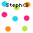 Pixelated icon with repeating text 'Steph<3' and colored circles in cyan, green, pink, and orange on white background, partially cropped on right side.