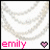 Pixelated icon with pink text 'emily' and a heart symbol, showing animation where the heart changes from filled to outline.