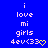 Blue background with white pixelated text reading 'i love mi girls 4ev<33' and a yellow heart symbol, with the heart's outline changing from solid to hollow between two states.