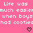 Pink background with white pixelated text reading "Life was much easier when boys had cooties" repeated twice, two black pixel hearts below.