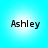 Four identical display the name 'Ashley' in black text on a light blue gradient background with white center glow