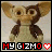 Pixelated Gizmo character with large ears and brown hair, wearing a light-colored shirt, displayed in four with text "MY GIZMO" and heart symbols