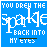 Blue background with white pixelated text reading 'YOU DREW THE SPARKLE BACK INTO MY EYES' and a black underline beneath 'EYES', displayed in multiple arrangements