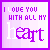 Animated sequence of pixelated text 'I LOVE YOU WITH ALL MY heart' in purple on light pink background with purple border, showing color variations across frames.