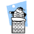Animated sequence showing Santa Claus descending a brick chimney against a light blue snowy background with text reading "no fires on x-mas eve!" in light blue.