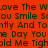 Red background with repeated dark green text reading 'love The W you Smile Scou Smile Scou Smile Softly And Tottly And Tottly And To The Day You're Day You're Day You Hold Me Tighold Me Tighold Me Tigh' and pink 'or' text fragments.