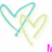 identical heart-shaped icons with overlapping cyan and yellow outlines, each paired with pink text reading 'Michele' or partial variants
