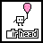 Animated contact sheet of a pixel art icon showing a stick figure with a pink balloon and changing text below it across 12 frames.