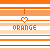 Pixelated orange and white striped background with a heart symbol above the word 'ORANGE' in blocky text, alongside partially obscured pixelated text.