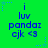 Green background with blue text and star decorations, displaying repeated 'i luv pandaz cjk <3' phrases in a
