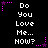 Pixelated text "Do You Love Me... HOW?" repeated in three on black background with pink star and dot accents