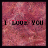 A static image with a pinkish-red textured background displaying the text "I LOVE YOU" in black and red lettering.