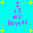 Cyan background with yellow stars, purple text reading "I <3 MV Boys !!!!" in four identical arrangements.