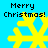 Four yellow snowflakes on a bright blue background with "Merry Christmas!" text above each, arranged in a