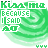 Green spiral background with repeated text 'KISS ME BECAUSE I SAID SO' in pixelated font, some frames show small black marks on the lower right of the text.