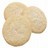 A static pixelated image of two overlapping light brown circular shapes on a white background.