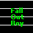Green pixelated text "Fall Out Boy" on black background with white horizontal lines, displayed in a of six identical