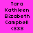 Pixelated text on bright pink background with green highlighted sections showing name variations and emoticon