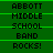 Green background with black text reading 'ABBOTT MIDDLE SCHOOL BAND ROCKS!' repeated in three across two , each separated by thin green lines