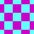 A static image displays a pattern of alternating cyan and magenta squares in multiple configurations including , diagonal, and diamond layouts