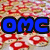 A static image with a red and beige patterned background featuring three text labels: 'OMC' in blue, 'LAURA' in white, and 'JADE' in white.