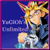 A static image of a character with spiky blonde hair and red eyes holding a silver object against a blue background with text.